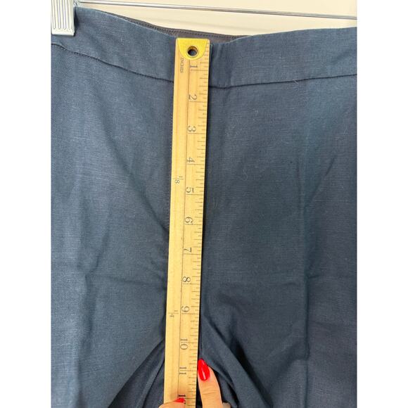 Brooks Brothers Red Fleece Linen Blend Pants Women 6 Navy Blue Straight Cropped - Picture 5 of 9